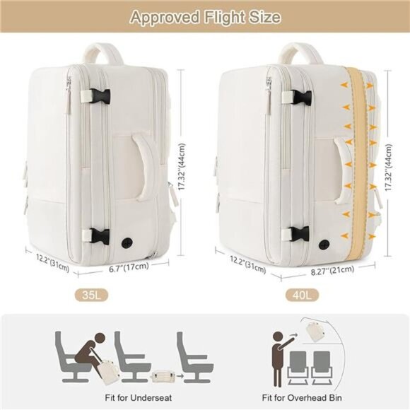 Travel Backpack for Women, Expandable 40L Carry on Flight Approved Backpack main image 6